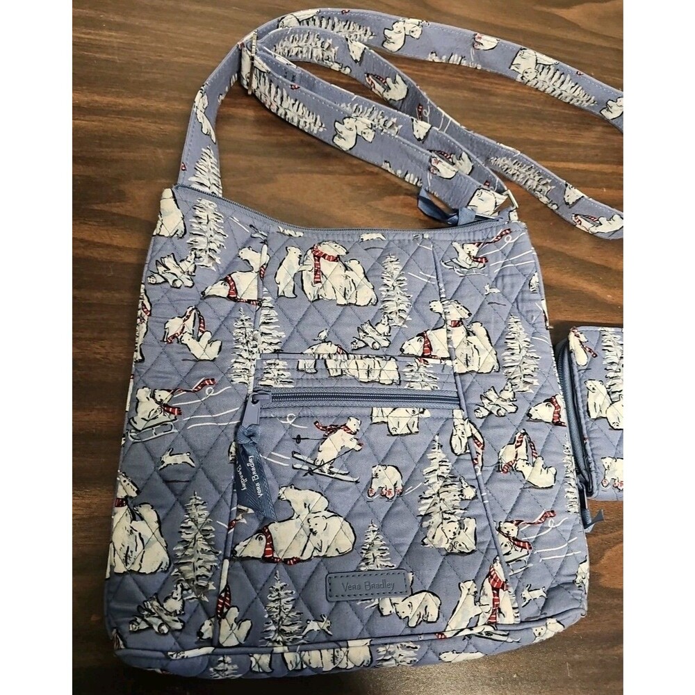 Vera Bradley Beary Merry Retired Polar Bear Quilted Crossbody Purse & Wallet Set - Picture 2 of 7